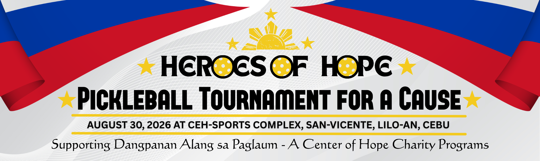 Event poster for HEROES OF HOPE PICKLEBALL TOURNAMENT FOR A CAUSE